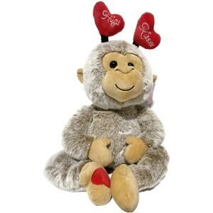 Holiday Home Monkey With Hugs Kisses Headband 16" Stuffed Animal Plush NWT